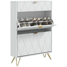 Scott Two Drawer Narrow Shoe Cabinet - White