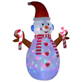 Debbie 2.4m Christmas Inflatable Snowman with Candy Rotating Lighted for Home Indoor Outdoor Garden Lawn Decoration Party Prop