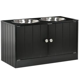 Raised Dog Bowls with Stand and Storage - Stainless Steel