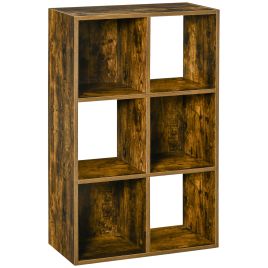 Industrial Style Storage Shelf, Bookcase, Bookshelf with 6 Compartments, Freestanding Shelving Unit for Living Room, Home Study, Rustic Brown