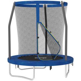 SPORTEDGE 6ft Trampoline with Safety Enclosure Net, Steel Frame Outdoor Trampoline, Jumping Mat with Edge Safety Cover for Fitness, Blue