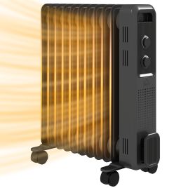 Scott 2500W Oil Filled Radiator Portable Electric Heater with Safety Cut-Off - Grey