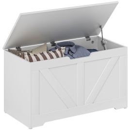 HERON 100L Home Storage Box, with Safety Hinges - White
