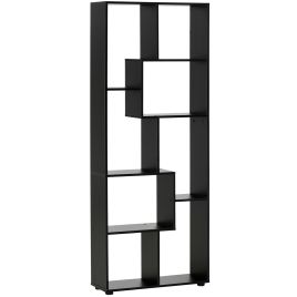 8-Tier Freestanding Bookcase w/ Melamine Surface Anti-Tipping Foot Pads Home Display Storage Grid Stand Modern Style - Black