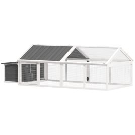 PAWSTER Wooden Chicken Coop with Nesting Box, Openable Roof, for 4-8 Chickens, White