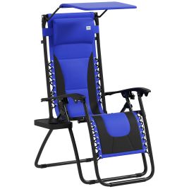 SUNVISTA Zero Gravity Lounger Chair, Folding Reclining Patio Chair with Shade Cover, Padded Seat, Cup Holder, Blue
