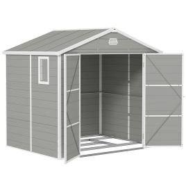 SUNVISTA 7.9ft x 6.2ft Aluminium Frame and Plastic Wall Shed, with Foundation - Light Grey
