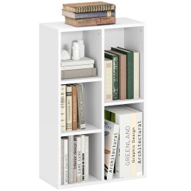 HERON 2-Tier Bookshelf with 5 Compartments - White