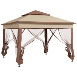 3 x 3(m) Pop Up Gazebo, Double-roof Garden Tent with Netting and Carry Bag, Party Event Shelter for Outdoor Patio, Khaki