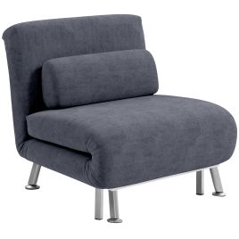 Single Sofa Bed - Velvet-Feel Sleeper Chair Dark Grey 75cm