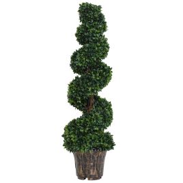 Set of 2 Artificial Boxwood Spiral Topiary Trees Potted Decorative Plant Outdoor and Indoor Décor 120cm