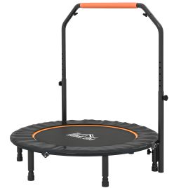 HERON 45-Inch Foldable Mini Fitness Trampoline, with Adjustable Foam Handle, Orange