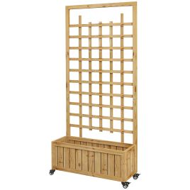 Wooden Trellis Planter with Wheels and Bed Liner