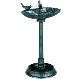 SUNVISTA 81cm Tall Bird Bath with 2 Decorative Birds, Vintage Style Birdbath with Flower Planter Base, Bird Bath Bowl for Garden, Green