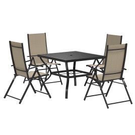 SUNVISTA Five-Piece Steel Frame Patio Set - Khaki/Black