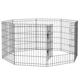 Shelley 8 Panel DIY Dog Pen with Door for Small Animals 61cm High - Black