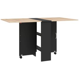 Scott Folding Dining Table with 2-Tier Shelves - Oak Tone