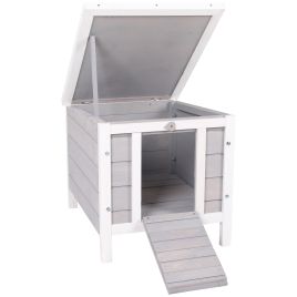 Wooden Rabbit Hutch Bunny Puppy Cage Guinea Pig Hutch, Rabbit Hideaway, Cat House, Pet Habitat Small Animals Ferret 51 x 42 x 43 cm, Grey