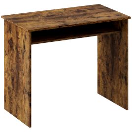 HERON Boxy Work Desk with Shelf - Wood Effect