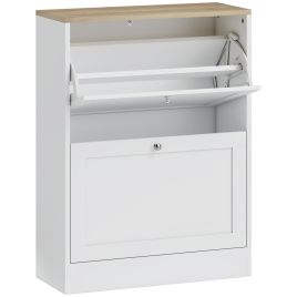 ABRI 2 Flip Drawers Shoe Cabinet - White