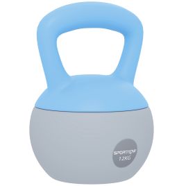 SPORTEDGE 12KG Soft Kettlebell with Non Slip Handle for Home Gym - Light Blue Grey