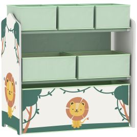 ALVION Kids Toy Storage Units Wooden 3 Tier with 6 Removable Boxes - Green