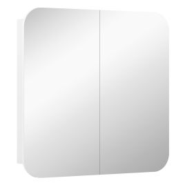 HALOR Arched Bathroom Mirror Cabinet Wooden with Adjustable Shelves - White