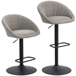 KENDRO Set of 2 Tub Linen Bar Stool - Grey