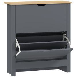 TUSAZIA 2 Flip Drawers Medium-sized Shoe Cabinet - Charcoal Grey