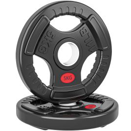 TMBER Olympic Weight Plates Steel Tri Grip 5kg Pair - Black