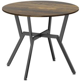 ILVIA Round Dining Table - Rustic Brown