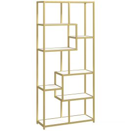 IVRON Seven Tier Geometric Bookcase - Gold