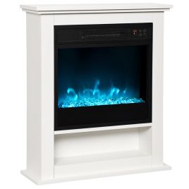 JENNOR 1800W Adjustable Faux Flame Electric Fireplace - White