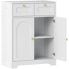 HADREN Bathroom Floor Cabinet with 2 Drawers - White