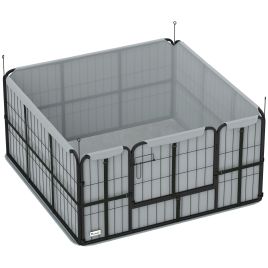 VELQORA Steel Dog Whelping Box with Washable Whelping Pad - Grey