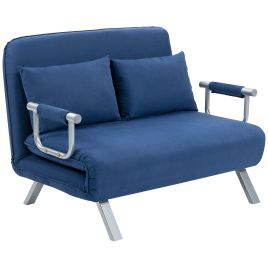 SYRAVELL Faux Leater 2 Seater Click Clack Sofa Bed - Blue