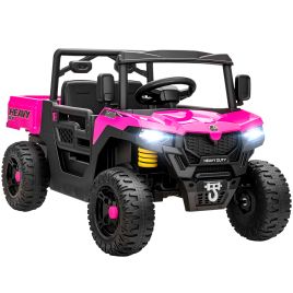 WYNQELLIS 12V Kids Electric Car with Electric Dumb Bed, Wheel Suspension - Pink