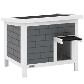 ARVANNIS Outdoor Cat House Insulated with Openable Roof - Grey