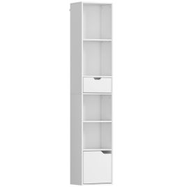 DRAXMERE 6-Tier Bookcase with 1 Drawer and Door - White