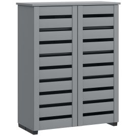 VARNWOOD Slim Shoe Cabinet, 5 Tier 2 Door Shoe Storage - Grey