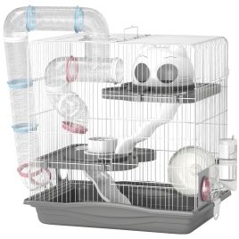 SORWELL 3 Tier Hamster Cage with Exercise Wheels - Grey