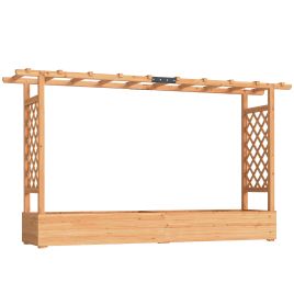 RIVIS Wooden Raised Planter with Trellis - Light Wood