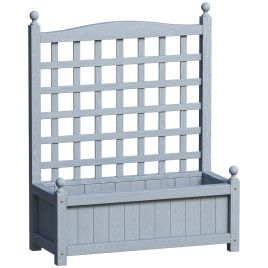 OPHER Wooden Wooden Planter with Trellis - Grey