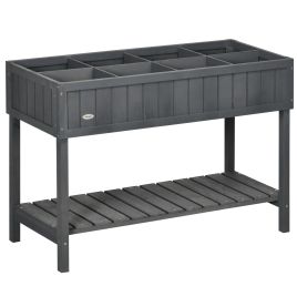 BELAUX Wooden Raised Plant Stand - Grey