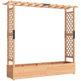 SOLMER Wooden Planter with Trellis - Light Wood, 196cm