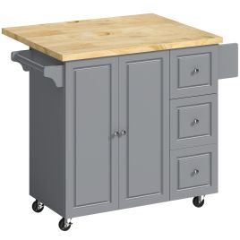 AURVIA Wooden Kitchen Island Trolley - Grey