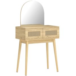Monero Natural Dressing Desk with Mirror and 2 Drawers - 70cm
