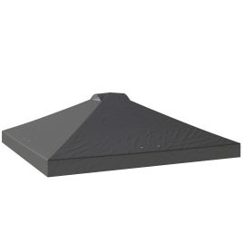 Elmhall Dark Grey Fabric 3x3m Waterproof Pop Up Canopy Cover with 8 Drainage Holes - 300cm