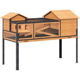 DIDCOT Wooden Tortoise House with Stand, Clear Windows, Ramps, Openable Top and Tray - Black and Yellow