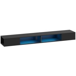 MALVERN Wall Mounted Floating TV Stand with RGB LED Lights for TVs up to 75 Inches - Black